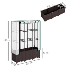 Outsunny Raised Garden Bed with Trellis, Plastic Planter Box with Drainage Holes and Drain Plugs for Climbing Plants, Vegetables, Flowers, 120 x 40 x 140 cm