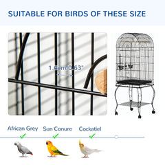 PawHut 1.53(m) Bird Cage, Pet Viary, Feeding Stand, with Wheels, Perch