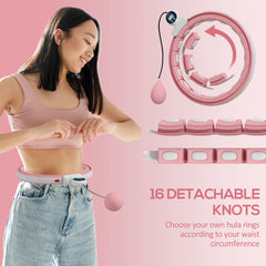 SPORTNOW Smart Weighted Hula Hoop, Massage Hula Ring with 16 Detachable Knots, 360√Ç¬∞ Auto-Rotating Ball and Digital Counter