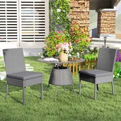 Outsunny Set of Two Armless Rattan Garden Chairs - Dark Grey