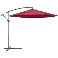 Outsunny 3m Water Resistant Terylene Hanging Parasol Wine Red