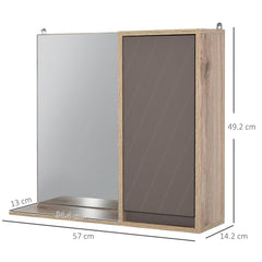 HOMCOM Bathroom Mirror Cabinet, Wall-Mounted Bathroom Cabinet with Mirror and Adjustable Inner Shelf, 57L x 14.2W x49.2H cm