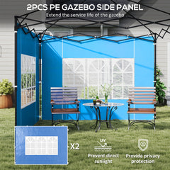 Outsunny Set of Two 3 x 3(m) Gazebo Frame Replacement Walls - Blue