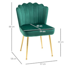 HOMCOM Velvet-Feel Shell Accent Chair - Green