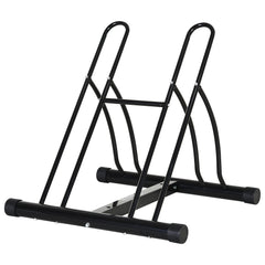 HOMCOM 2 Bike Floor Parking Stand Rack Indoor Outdoor Ground Reversible - Black