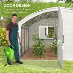 Outsunny Polytunnel Greenhouse Walk-in Grow House with UV-resistant PE Cover, Door, Galvanised Steel Frame, 4 x 3 x 2m, White