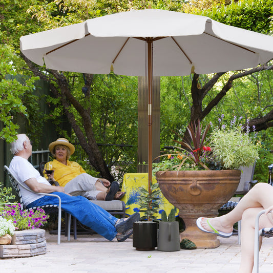 Outsunny 3.3m Elegant Wooden Parasol - Cream