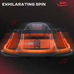 HOMCOM Bumper Car, 360√Ç¬∞ Rotation Spin 12V Kids Electric Car with Lights, Music, for Ages 1.5-5 Years - Orange