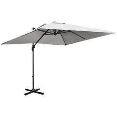 Outsunny 2.7 x 2.7 m Cantilever Parasol, Square Overhanging Umbrella with Cross Base, Crank Handle, Tilt, 360√Ç¬∞ Rotation and Aluminium Frame, Grey