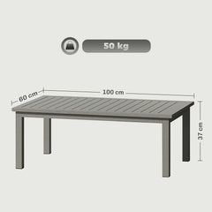 Outsunny 100cm x 60cm Aluminium Outdoor Coffee Table - Grey