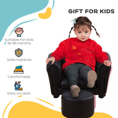 طقم أريكة للأطفال بمقعد واحد من HOMCOM Toddler Chair، 54 × 42 × 41 سم، أريكة للأطفال مع مقعد، أسود