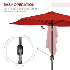 Outsunny 2 x 3(m) Garden Parasol Umbrella, Rectangular Outdoor Market Umbrella Sun Shade with Crank & Push Button Tilt, 6 Ribs, Aluminium Pole, Wine Red