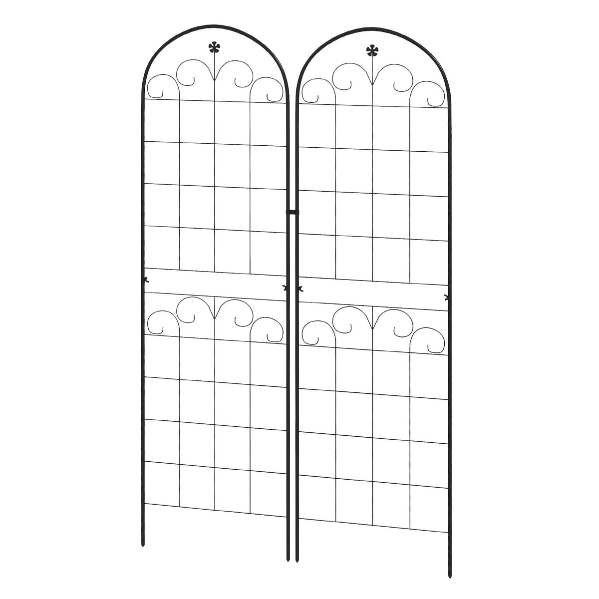 Outsunny Metal Trellis Set of 2, Garden Trellis for Climbing Plants Support Frames, Floral Design