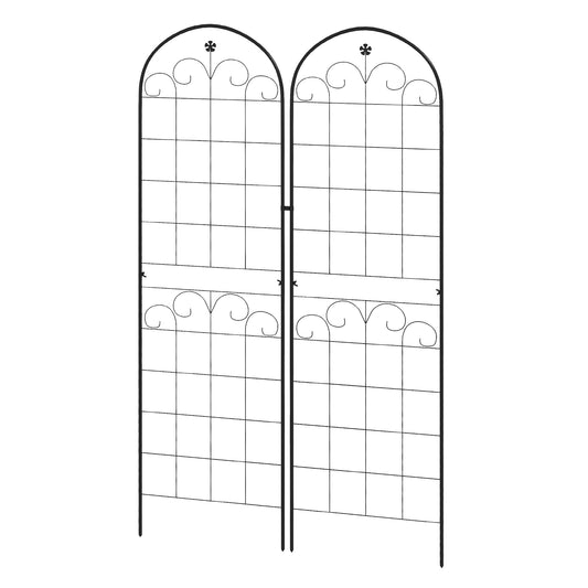 Outsunny Metal Trellis Set of 2, Garden Trellis for Climbing Plants Support Frames, Floral Design