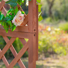 Outsunny 72.5 x 31.5 x 149.5 cm 45L Garden Wooden Pine Trough Planter with Topped Trellis Climbing Plants Flower Raised Bed, Orange