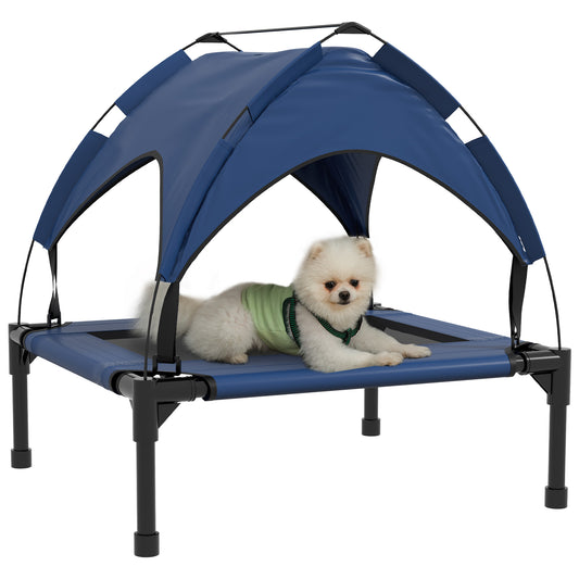 PawHut Cooling Raised Pet Bed w/ Washable Breathable Mesh, for Small Medium Dogs, 76 x 61 x 69.5cm - Dark Blue