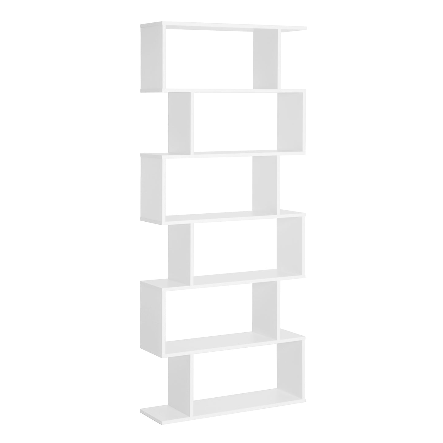 HOMCOM Bookcase, 6 Tier Shelf S Shaped Bookshelf, Storage Unit, Display Shelf for Living Room, Bedroom, Home Office, Plant, White