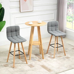 HOMCOM Bar stool Set of 2 Armless Button-Tufted Counter Height Bar Chairs with Wood Legs & Footrest, Grey