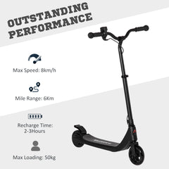 HOMCOM Electric Scooter, 120W Motor E-Scooter, Adjustable Height, Rear Brake for Ages 6+ Years - Black