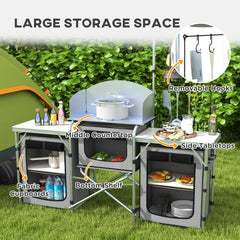 Outsunny Multi-Storage Portable Camping Kitchen, with Carry Bag