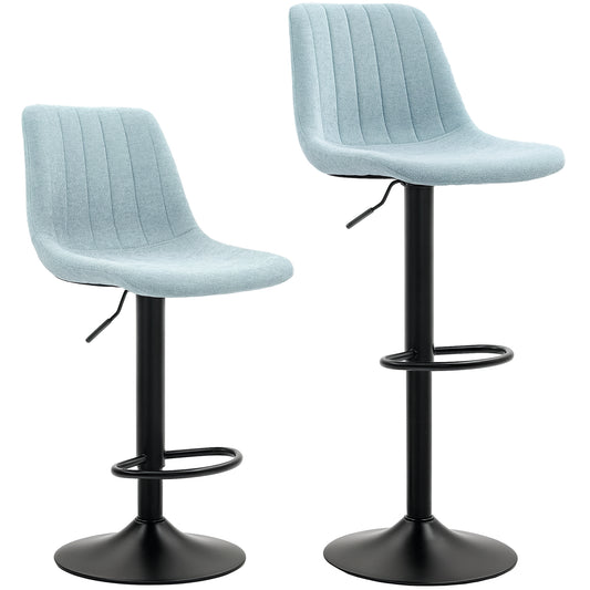 HOMCOM Set of Two Chenille-Feel Tub Bat Stools - Blue