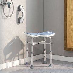 HOMCOM 39-51.5cm 'U' Seat Padded Shower Stool - Light Blue