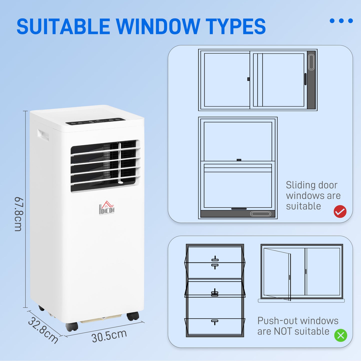 HOMCOM 7000 BTU Air Conditioning Unit, 3-in-1 Portable Air Conditioner, Dehumidifier, Cooling Fan with 2 Speeds, 24H Timer, Remote Control, Digital Display, Window Venting Kit, 26m√Ç¬≤