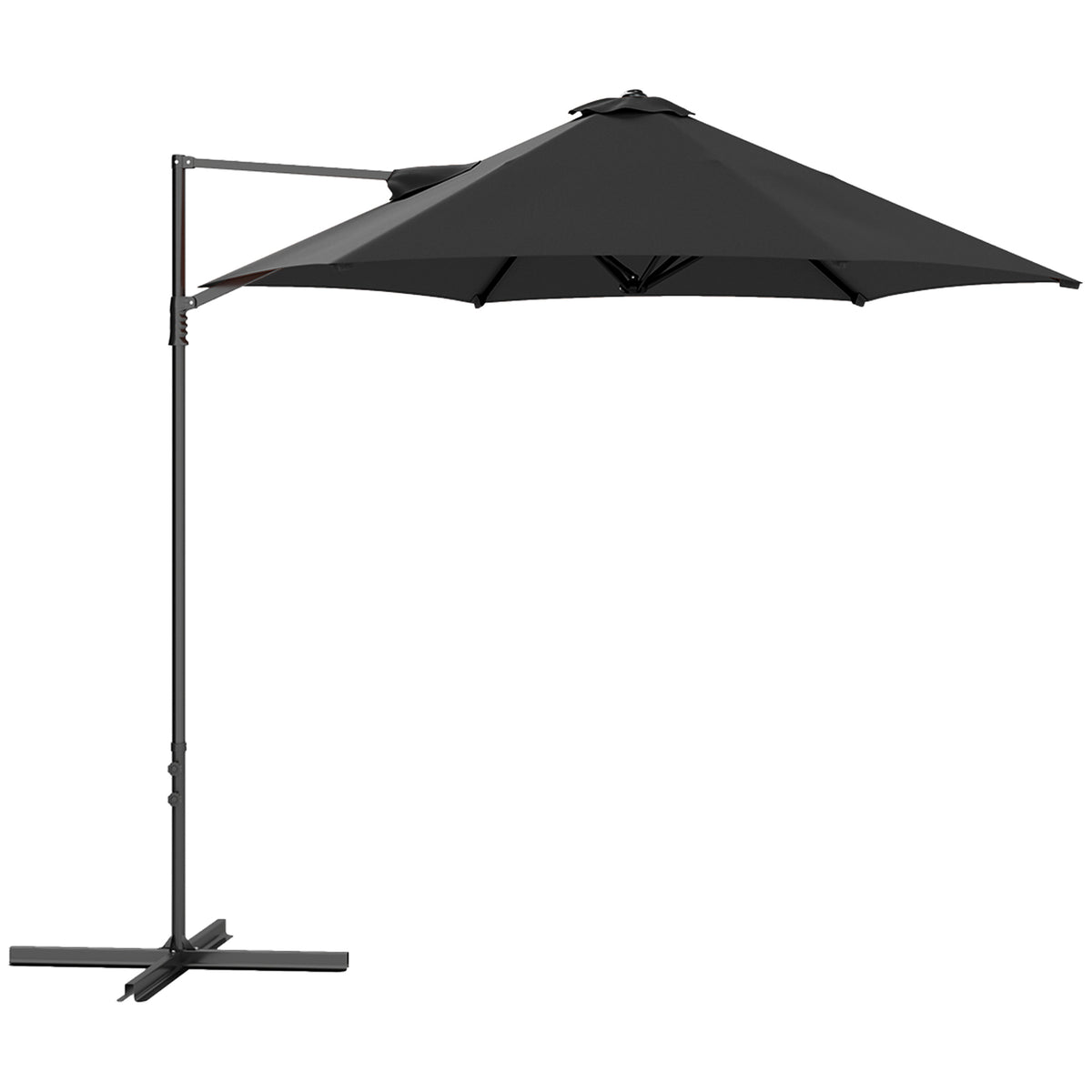 Outsunny 2.5M Garden Cantilever Parasol, Offset Roma Patio Umbrella Hanging Sun Shade Canopy Shelter with 360√Ç¬∞ Rotation and Cross Base, Black