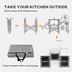 Outsunny Multi-Storage Portable Camping Kitchen, with Carry Bag