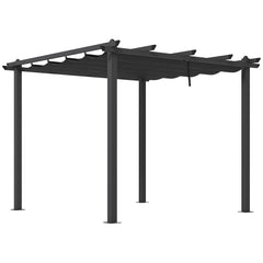 Outsunny 3 x 3m Aluminium Pergola, with Retractable Roof - Dark Grey