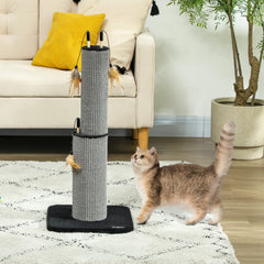 PawHut 78cm 2-in-1 Cat Scratching Post with 3 Toy Feathers, Black