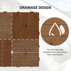 Outsunny 27 Pcs Wooden Interlocking Decking Tiles, 30 x 30 cm Anti-slip Outdoor Flooring Tiles, 0.81√£≈Ω¬° per Pack, All Weather Use for Patio, Balcony, Terrace, Hot Tub, Brown