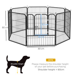 PawHut 8 Panels Heavy Duty Puppy Playpen, for Small and Medium Dogs, Indoor and Outdoor Use - Black