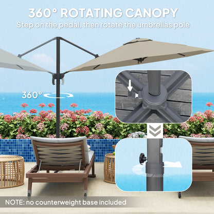 Outsunny 3 x 3(m) Cantilever Parasol with Cross Base, Garden Umbrella with 360√Ç¬∞ Rotation, Crank Handle and Tilt for Outdoor, Light Grey