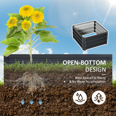 Outsunny Set of Two 60 x 60cm Steel Planter Boxes - Grey