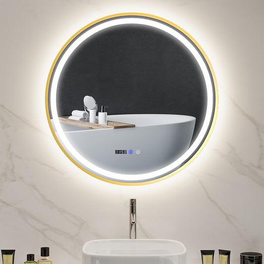 HOMCOM 80cm Anti-Fog LED Bathroom Mirror - Gold Tone