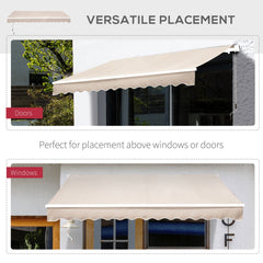 Outsunny Manual Retractable Awning, 3x2.5 m-Ivory White