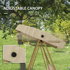 Outsunny Three-Seat Garden Swing Chair, with Adjustable Canopy - Beige