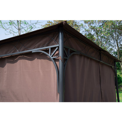 Outsunny√Ç 3√Ç x√Ç 3(m) Garden Gazebo, Outdoor Gazebo Canopy Shelter with Curtains and Steel Frame for Lawn, Yard and Deck, Coffee