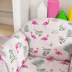 AIYAPLAY Kids Armchair with Flamingo Design, Wooden Frame, for Bedroom, Playroom, Kids Room - Pink