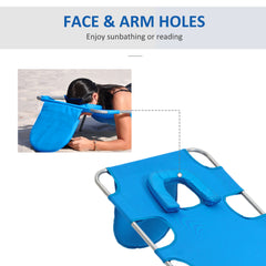 Outsunny Foldable Sun Lounger with Reading Hole - Blue