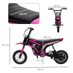 HOMCOM 24V Electric Motorbike with Twist Grip Throttle, Music, Horn, 12" Pneumatic Tyres, 16km/h Max Speed - Pink