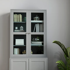 HOMCOM Double Storage Display Cabinet - Grey