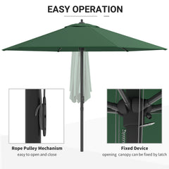 Outsunny 2.8m Garden Parasol Umbrella, Round Outdoor Market Table Umbrella Sun Shade Canopy, Green