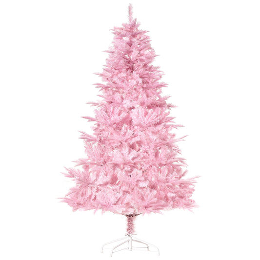 HOMCOM 6FT Artificial Christmas Tree Holiday Xmas Holiday Tree Decoration with Automatic Open for Home Party, Pink