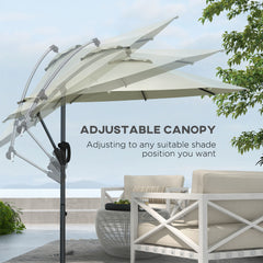 Outsunny 3(m) Offset Cantilever Parasol Umbrella, with Cross Base - Cream