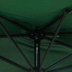 Outsunny 3(m) Half Parasol, Semi Round Umbrella with Metal Frame, Crank Handle for Balcony, Garden, Green