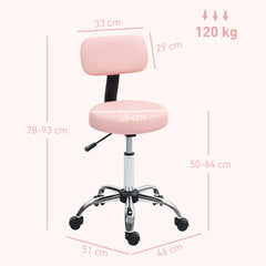 HOMCOM 360√Ç¬∞ Swivel Seat Salon Stool - Pink