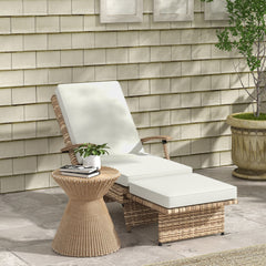 Outsunny 80√Ç¬∞ Reclining Rattan Lounger - White/Brown