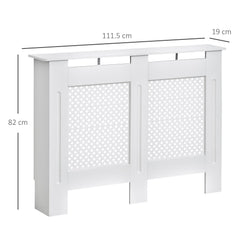 HOMCOM Wooden Radiator Cover Heating Cabinet Modern Home Furniture Grill Style White Painted (Medium)